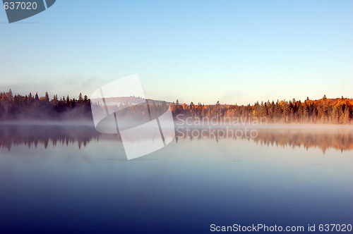 Image of An autumn's landscape with fog