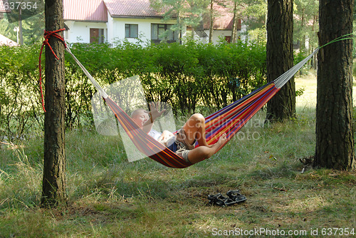 Image of boy in a hammock