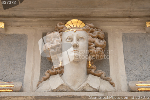 Image of Detail of house facade in Old Town, Gdansk Poland