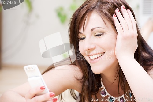 Image of woman with white phone