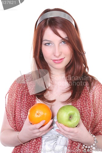 Image of Pretty woman with fruit's