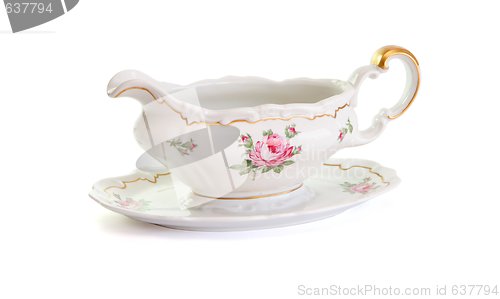 Image of Vintage porcelain sauce-boat isolated
