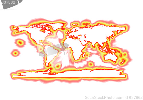 Image of Fiery Outlined World Map