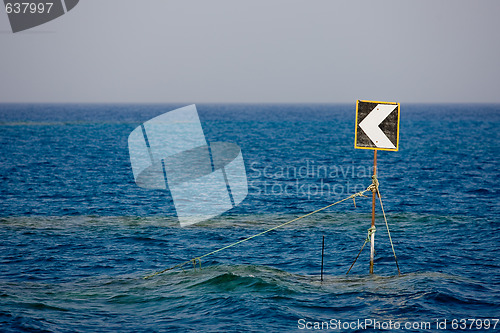 Image of Traffic sign on the ocean.