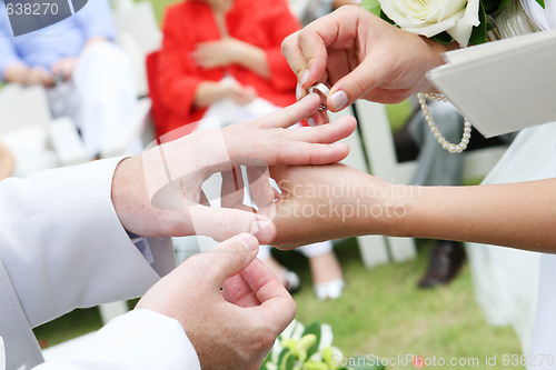 Image of Exchanging wedding rings.