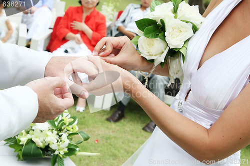 Image of Exchanging wedding rings.