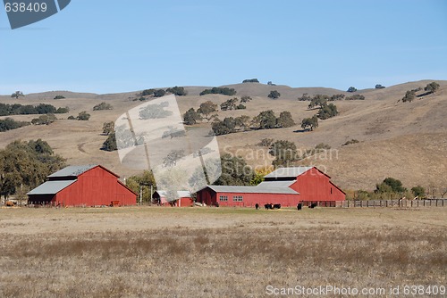 Image of Red barn & brown hills