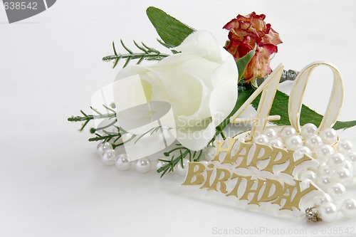 Image of 40th Birthday sign with pearls and silk rose