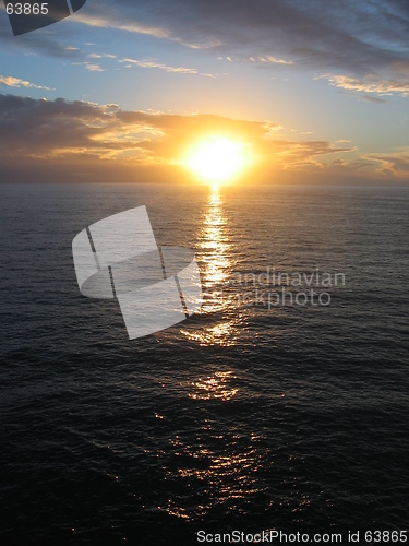 Image of Sunset over the ocean