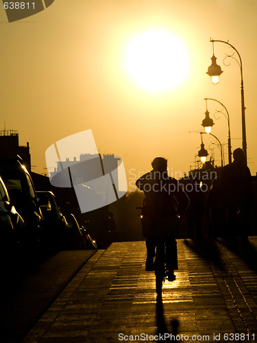 Image of Cyclist at sunset