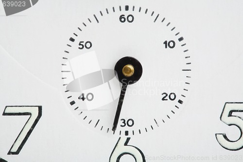 Image of Close-up of old analog alarm clock face.