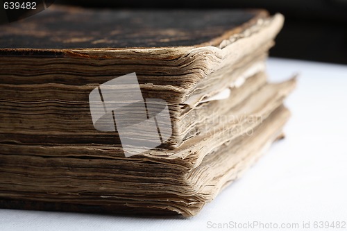 Image of Old book with hard leather cover.