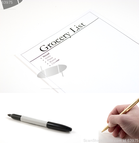 Image of Grocery List - (marker and hand with pen included to be pasted)