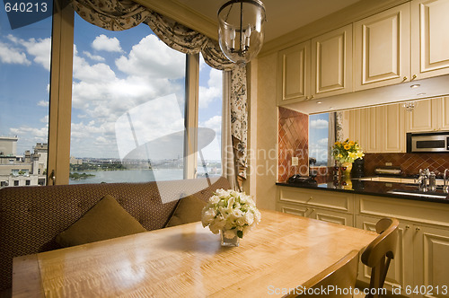 Image of dining table in kitchen nook penthouse new york