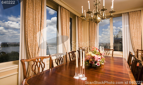 Image of penthouse dining room with view new york city