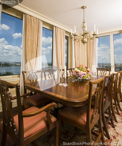 Image of penthouse dining room with view new york city