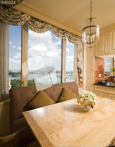 Image of dining table in kitchen nook penthouse new york