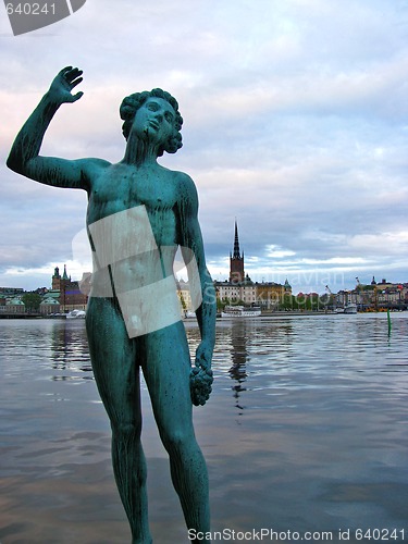 Image of Monument and Stockholm old town 1