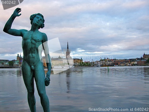 Image of Monument and Stockholm old town 2