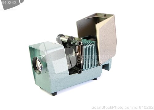 Image of Vintage side projector with film holder isolated