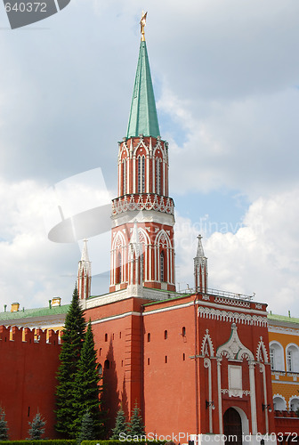 Image of Kremlin Nikolskaya tower on Red Square in Moscow