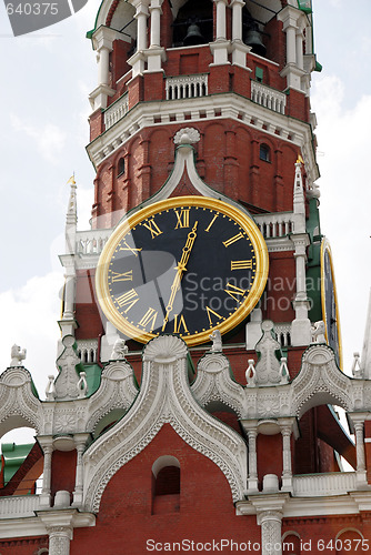 Image of The Kremlin Spasskaya tower on Red Square in Moscow