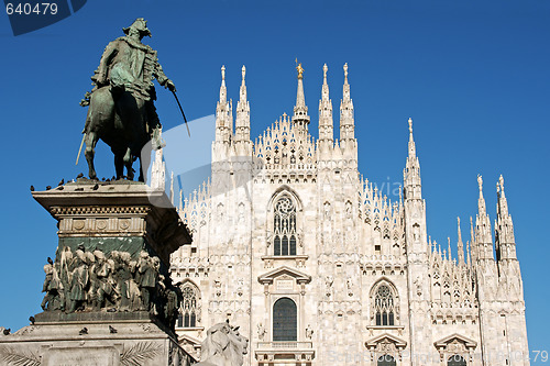 Image of Milan Cathedral and monument to king Vittorio Emanuele II