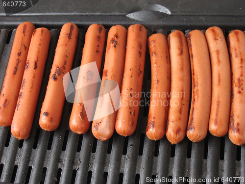 Image of Barbecue hot dogs on the grill