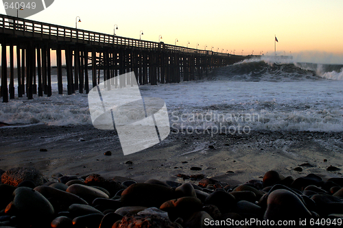 Image of Ocean Wave Storm Pier