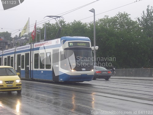 Image of Tram in traffic