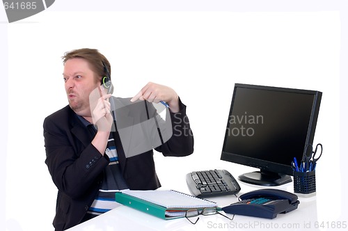 Image of Businessman on desk 