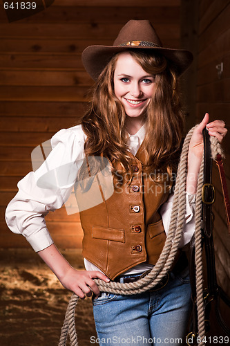 Image of Beautiful caucasian cowgirl