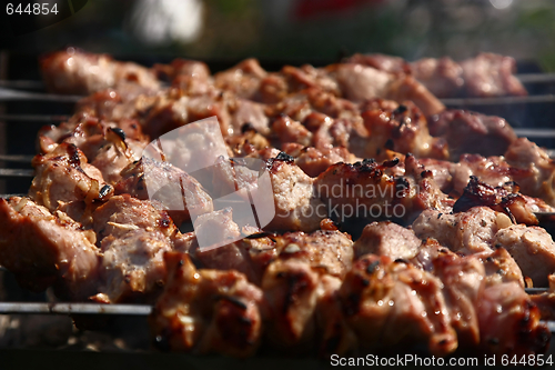 Image of Fried shish kebab close up