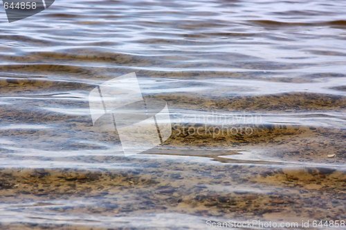 Image of Crystal-clear, transparent water of lake. Background. Texture