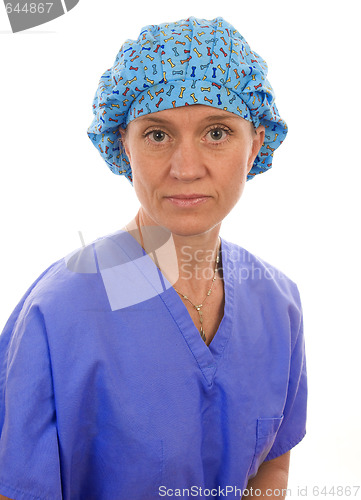 Image of  female doctor or nurse in medical scrub clothes with operating 