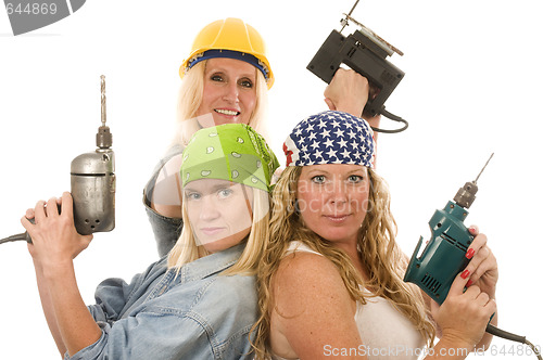 Image of sexy contractor construction lady with tools