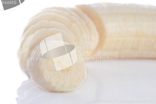 Image of Close-up of peeled, sliced banana