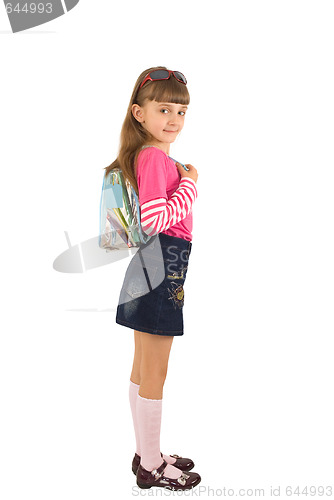 Image of The girl with a backpack