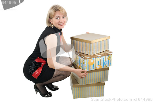 Image of The woman with boxes