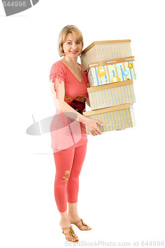 Image of The woman with boxes