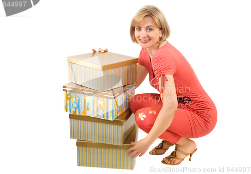 Image of The woman with boxes