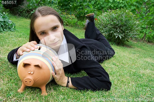 Image of Girl with Piggy