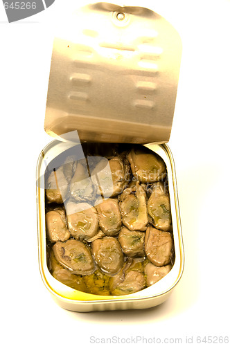 Image of smoked oysters in tin can