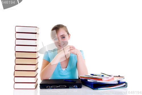 Image of Teenager girl on desk