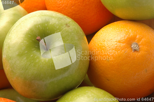 Image of green apples navel oranges