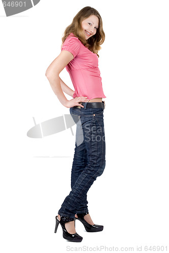 Image of Beautiful smiling young woman. Isolated on white 