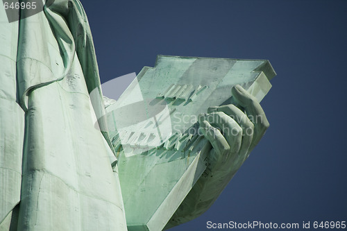 Image of Book Held by the Statue of Liberty