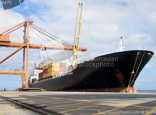 Image of Moored cargo ship