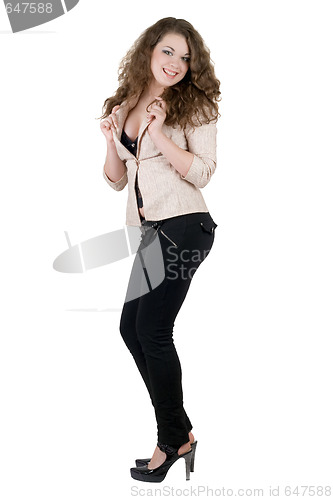 Image of Beautiful smiling young woman. Isolated on white background