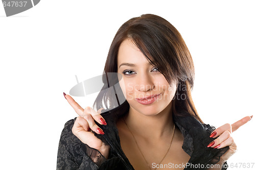 Image of Portrait of the playful girl. Isolated on white